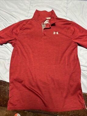 Under Armour Men’s Heather Red Polo with Logo